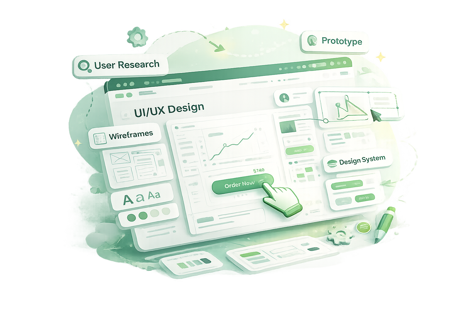 UI UX design process and interface showcase